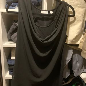 Black Cotton Shell with Rayon draped fabric front